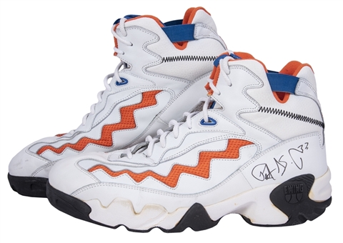 1996 Patrick Ewing Game Used and Signed Pair of Ewing Sneakers - Both Signed (MEARS & JSA)